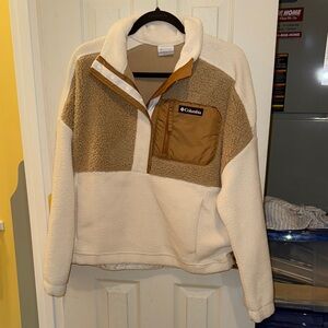 Columbia Cream and Brown Fleece Jacket